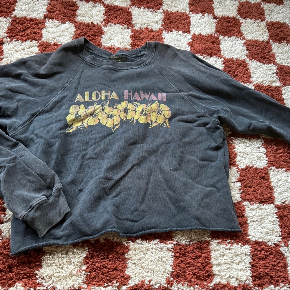 Free People Gray Aloha Hawaii Sweatshirt